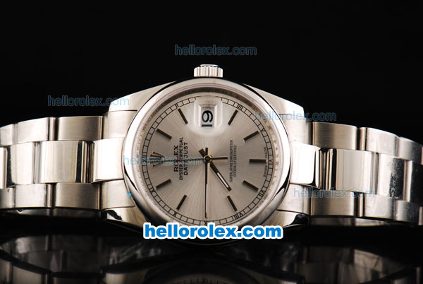 Rolex Datejust Oyster Perpetual Chronometer Automatic ETA Coating Case with Stick Markers and SS Strap - Click Image to Close